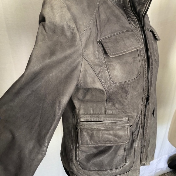 Kenneth Cole New York Grey Leather Jacket size M - Picture 9 of 11